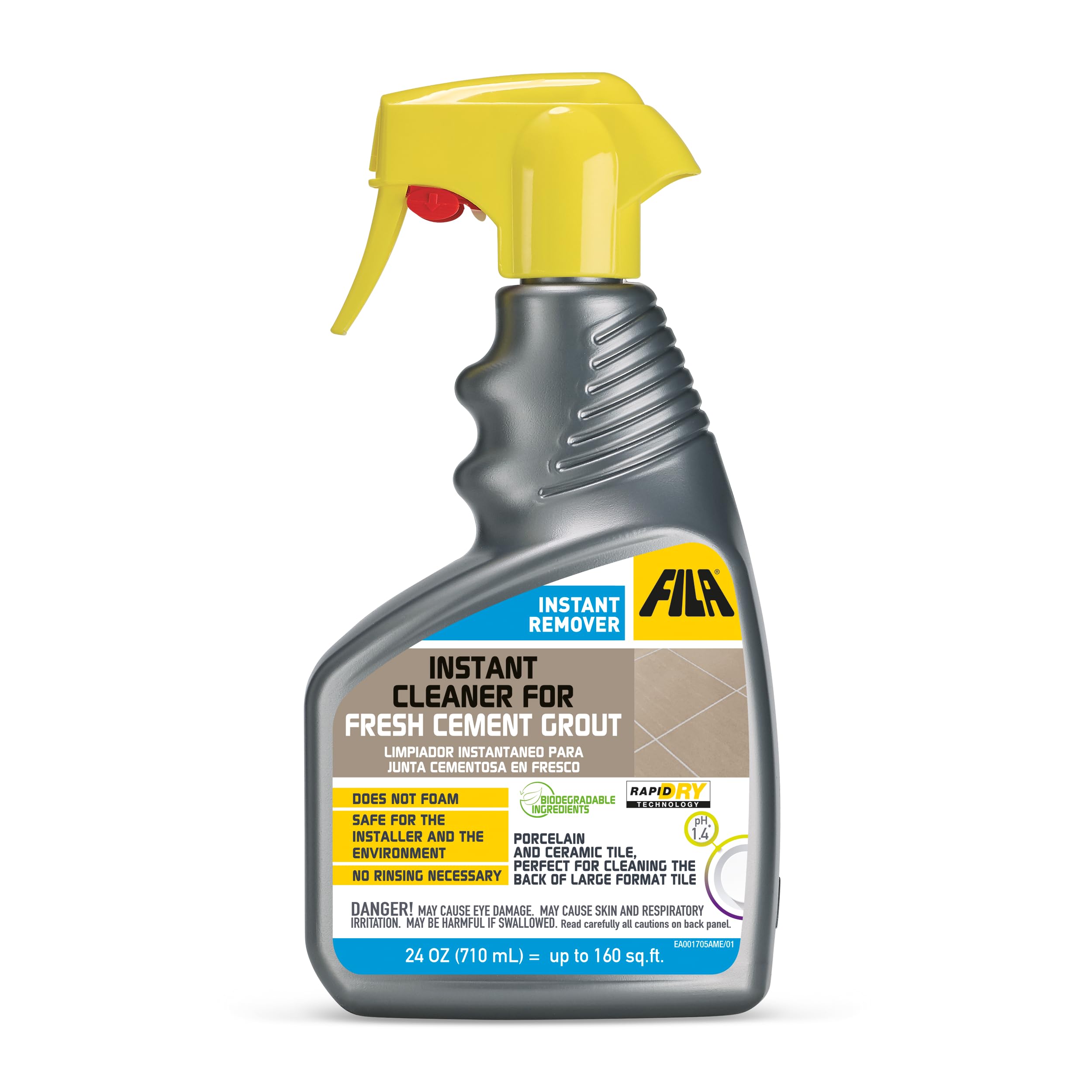 FILA INSTANT REMOVER bottle front view, ready-to-use grout cleaner for fresh haze