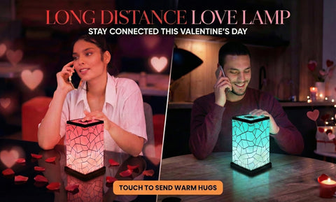 Filimin classic lamps paired for long-distance communication through color changes.