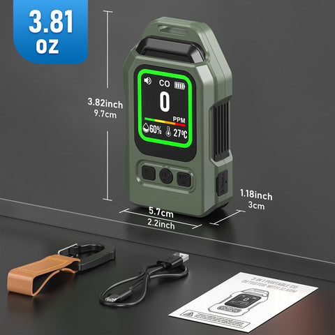 FILINK 4-in-1 CO detector packaging shows contents and setup.