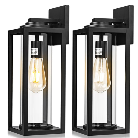 Filiyano 16-inch outdoor wall light with clear glass shade for porch illumination.