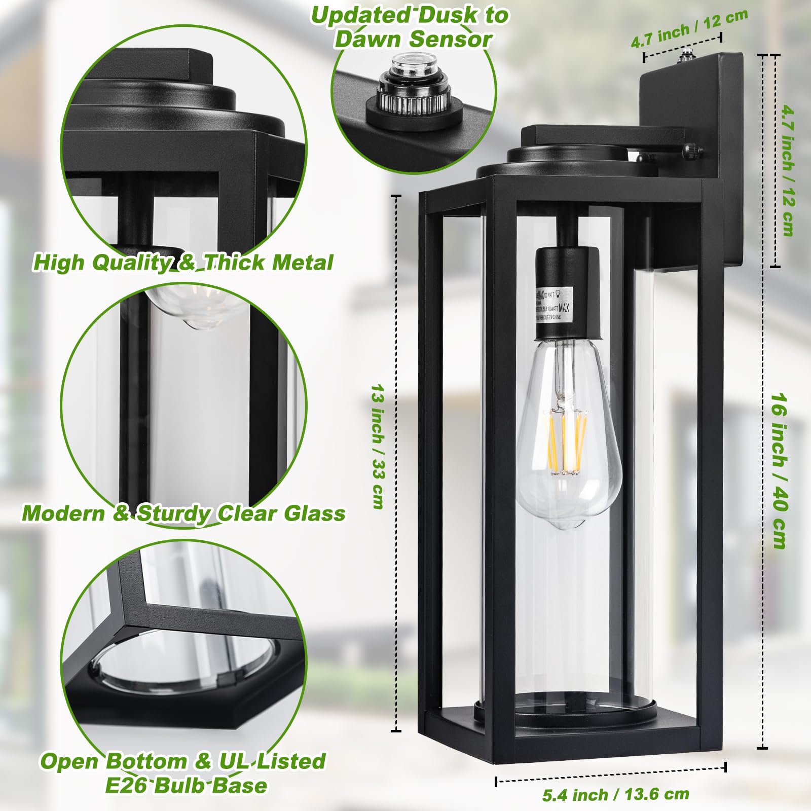 FILIYANO porch light with clear glass showcasing bulb glow for a welcoming entry.