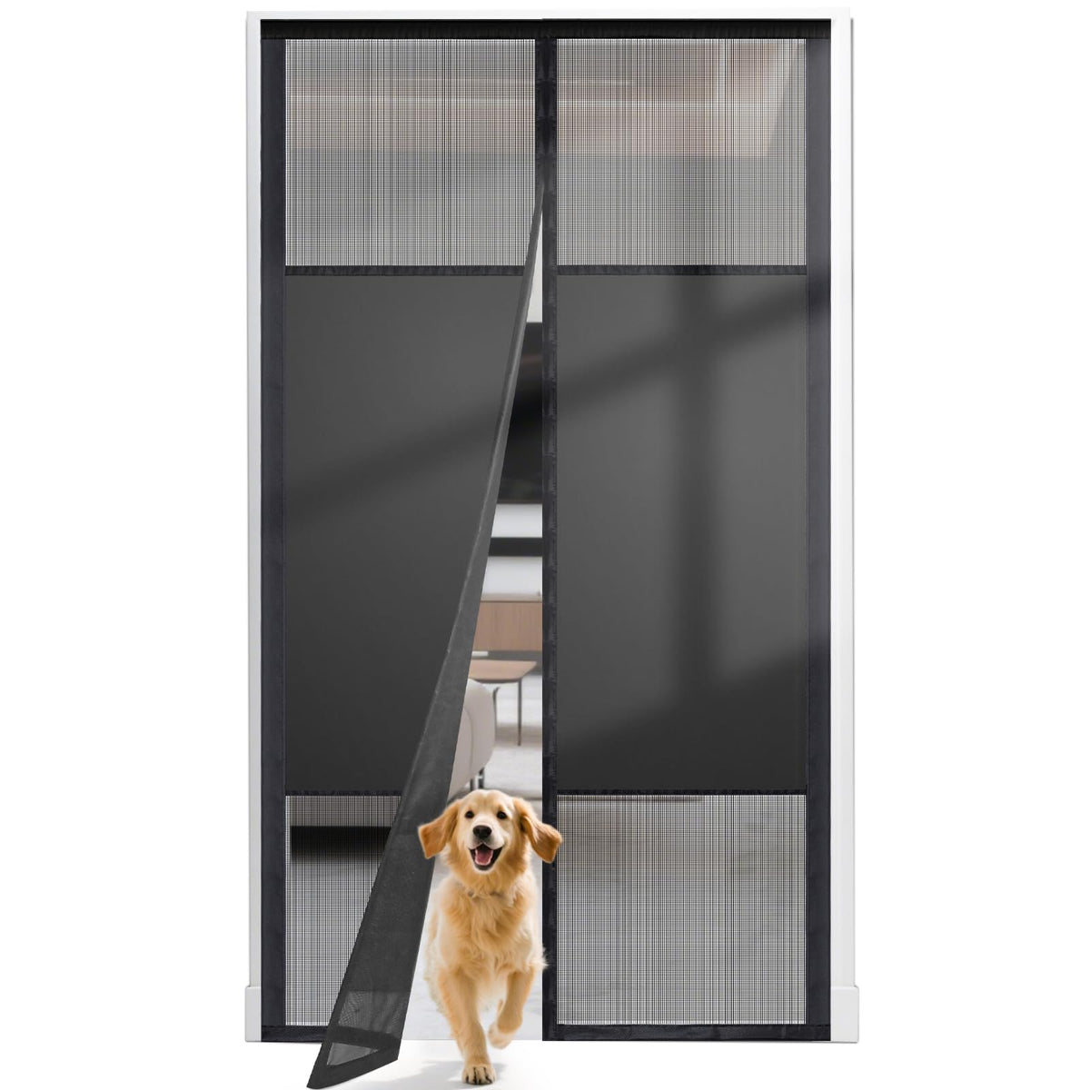 Fillis magnetic screen door front view showing easy access and insect protection