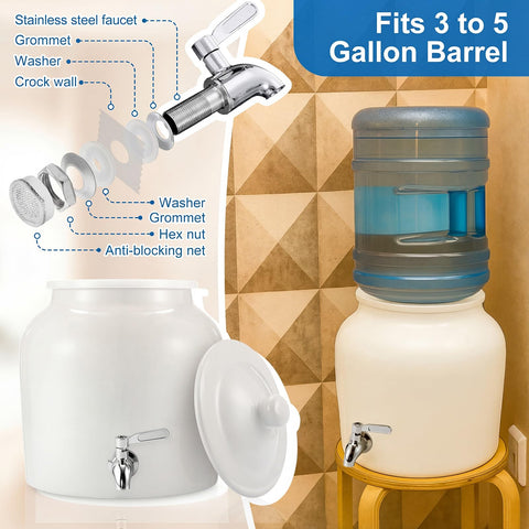 FillTouch crock faucet close-up, stainless steel with silicone ring to prevent leaks.