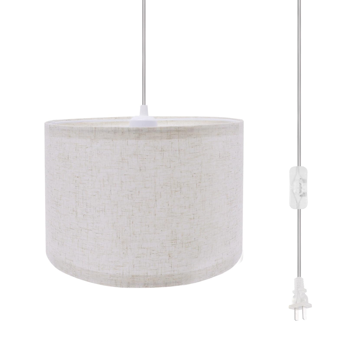 Filltown hanging lamp shade linen beige gently diffuses warm light.