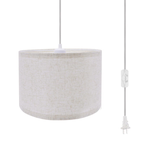 Filltown hanging lamp shade linen beige gently diffuses warm light.