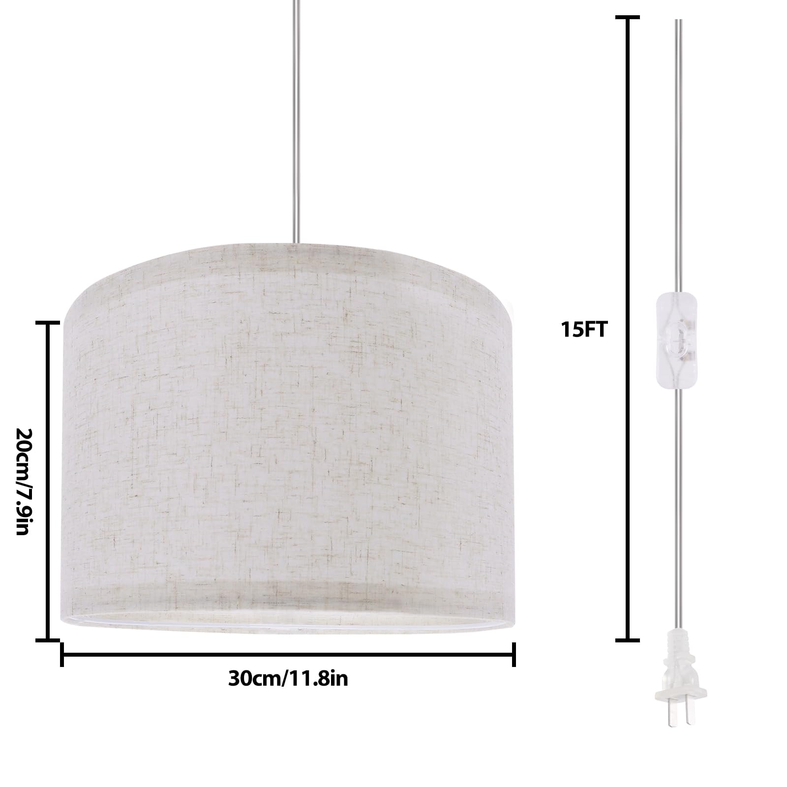 Filltown plug-in pendant with 15ft cord ready for flexible placement.