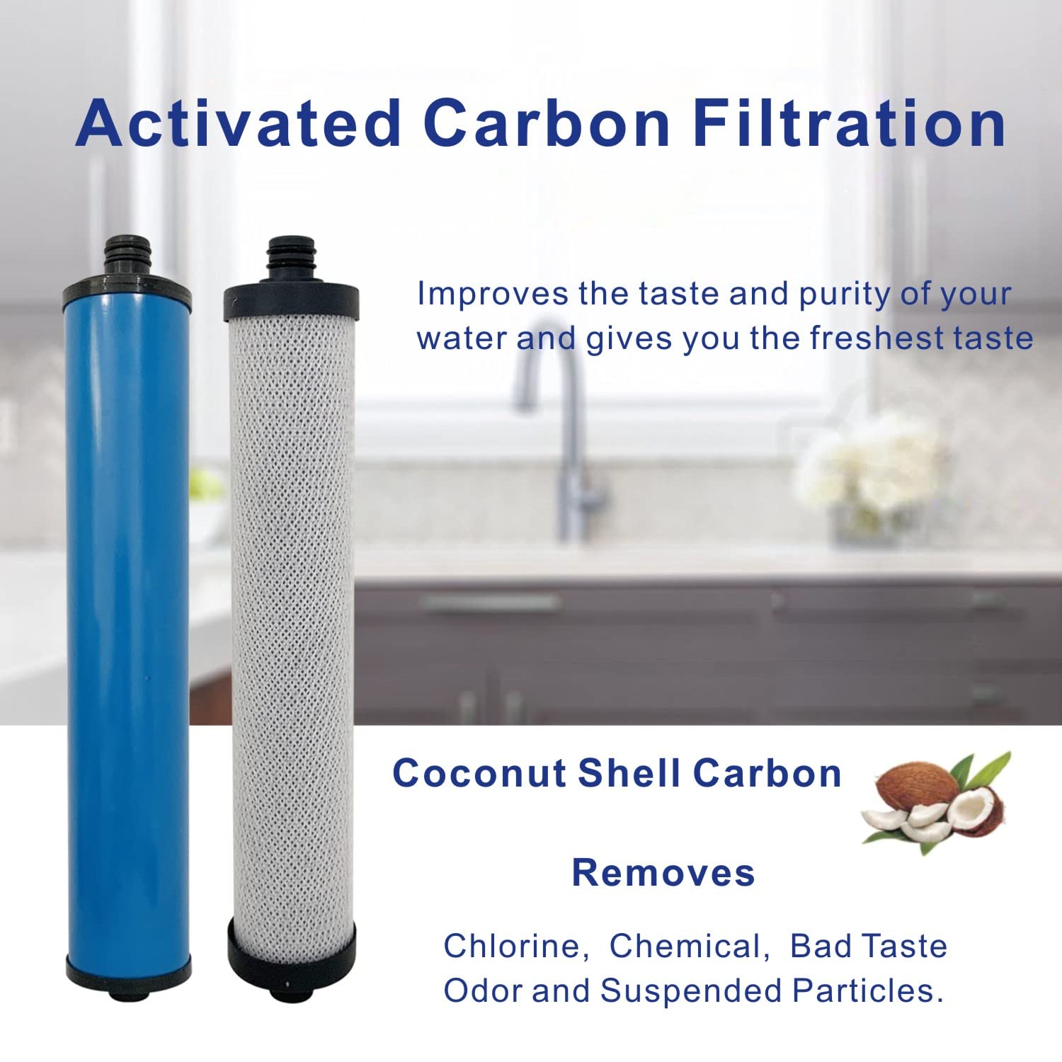 FILSADAE split sediment and coconut carbon block filter improves water clarity.