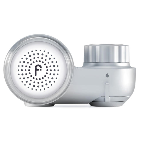 Filterbaby Skincare Filter 2.0 chrome unit close-up highlighting premium filtration for skin