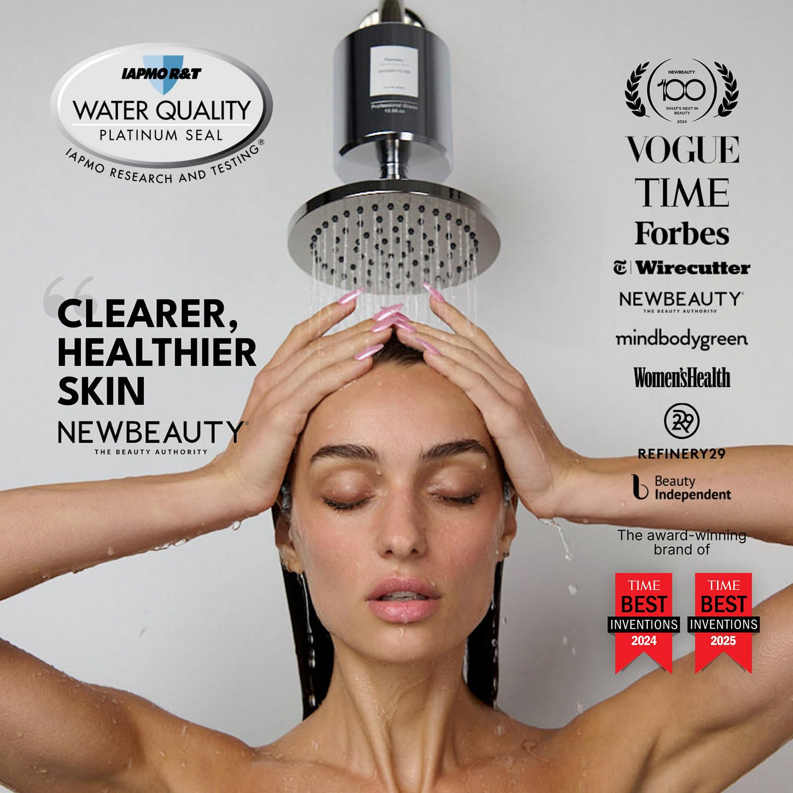Filterbaby Titanium Shower Filter Pro installation view showing quick setup.