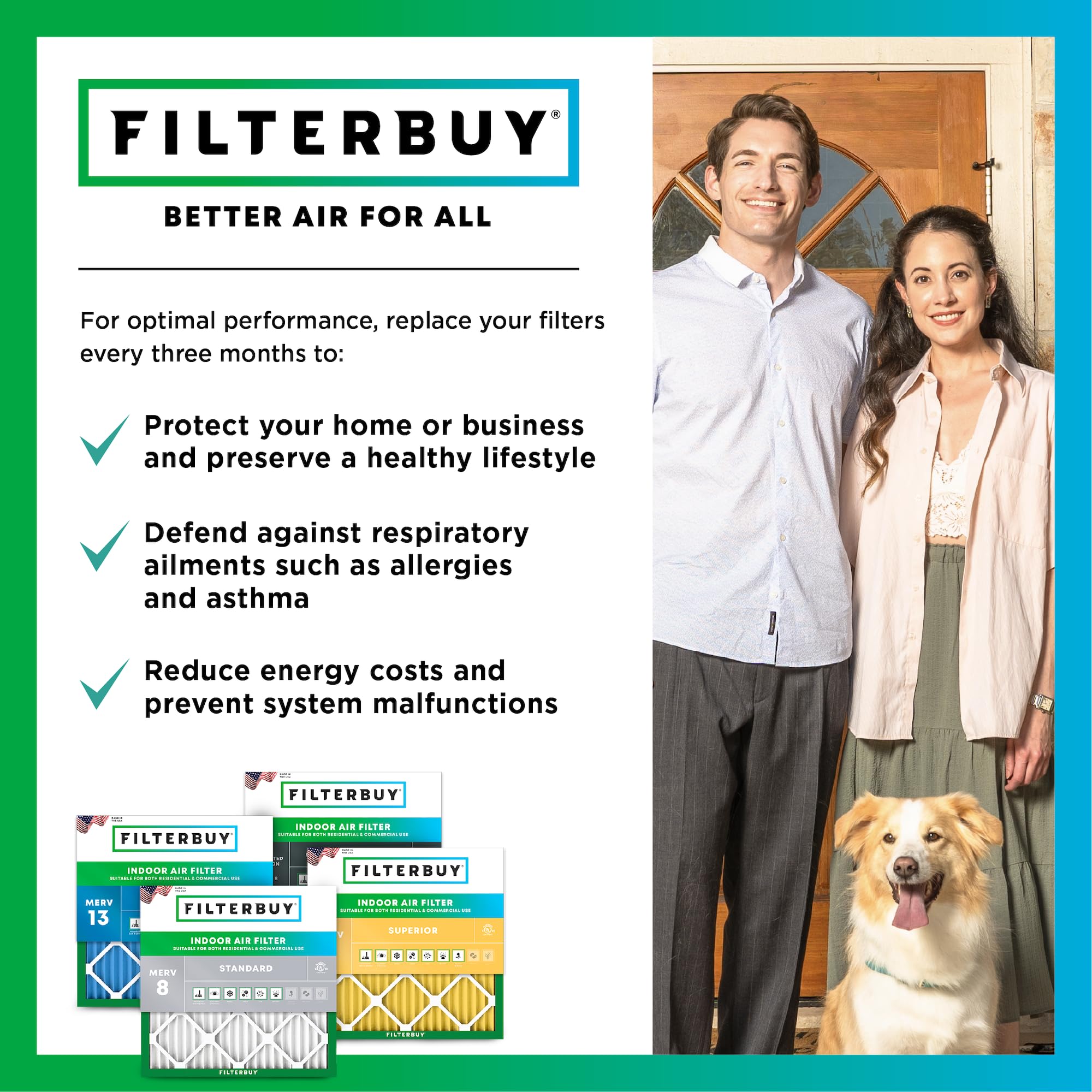 Filterbuy easy-installation frame simplifies quick filter swaps.