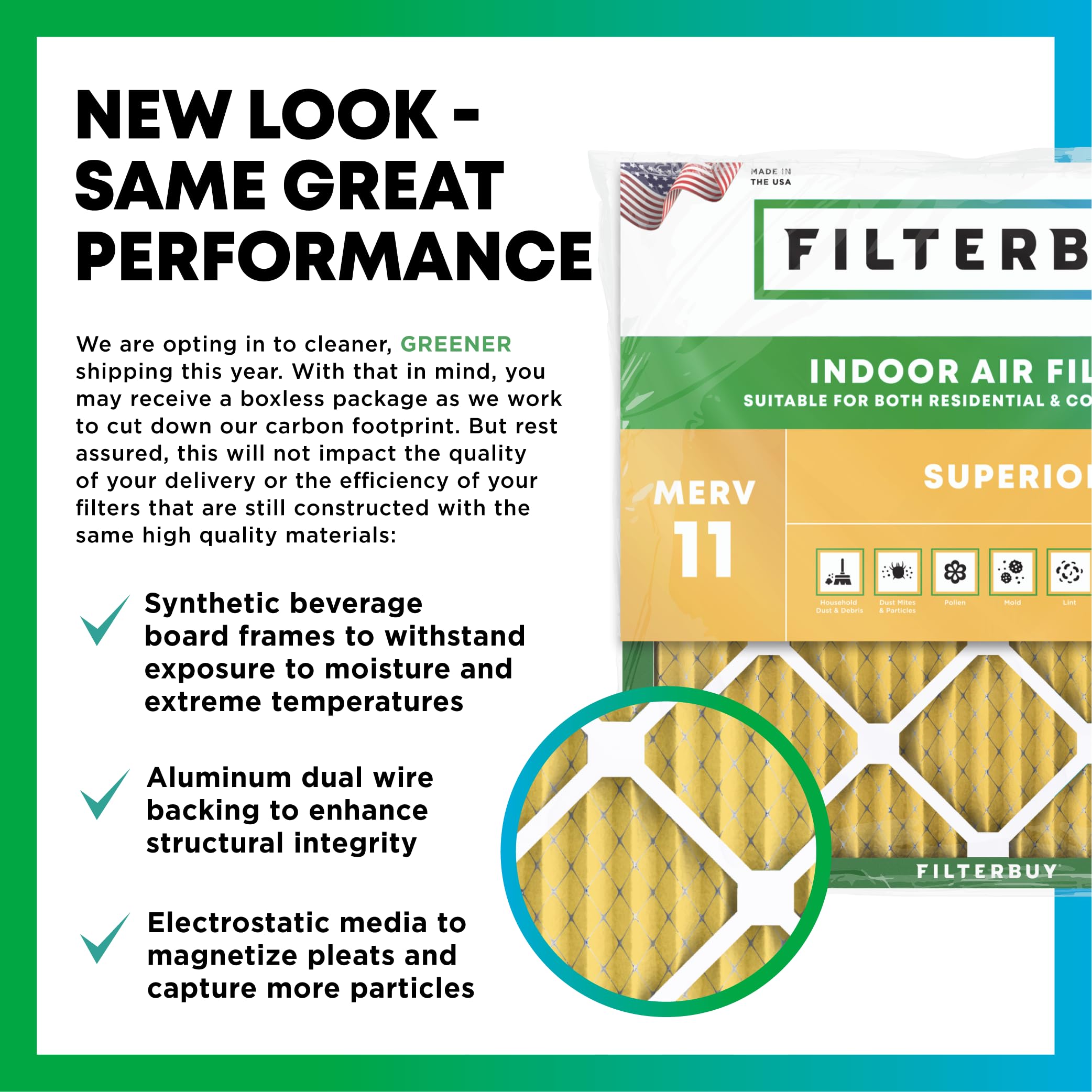 Filterbuy electrostatic pleated filter demonstrates enhanced filtration and durability.