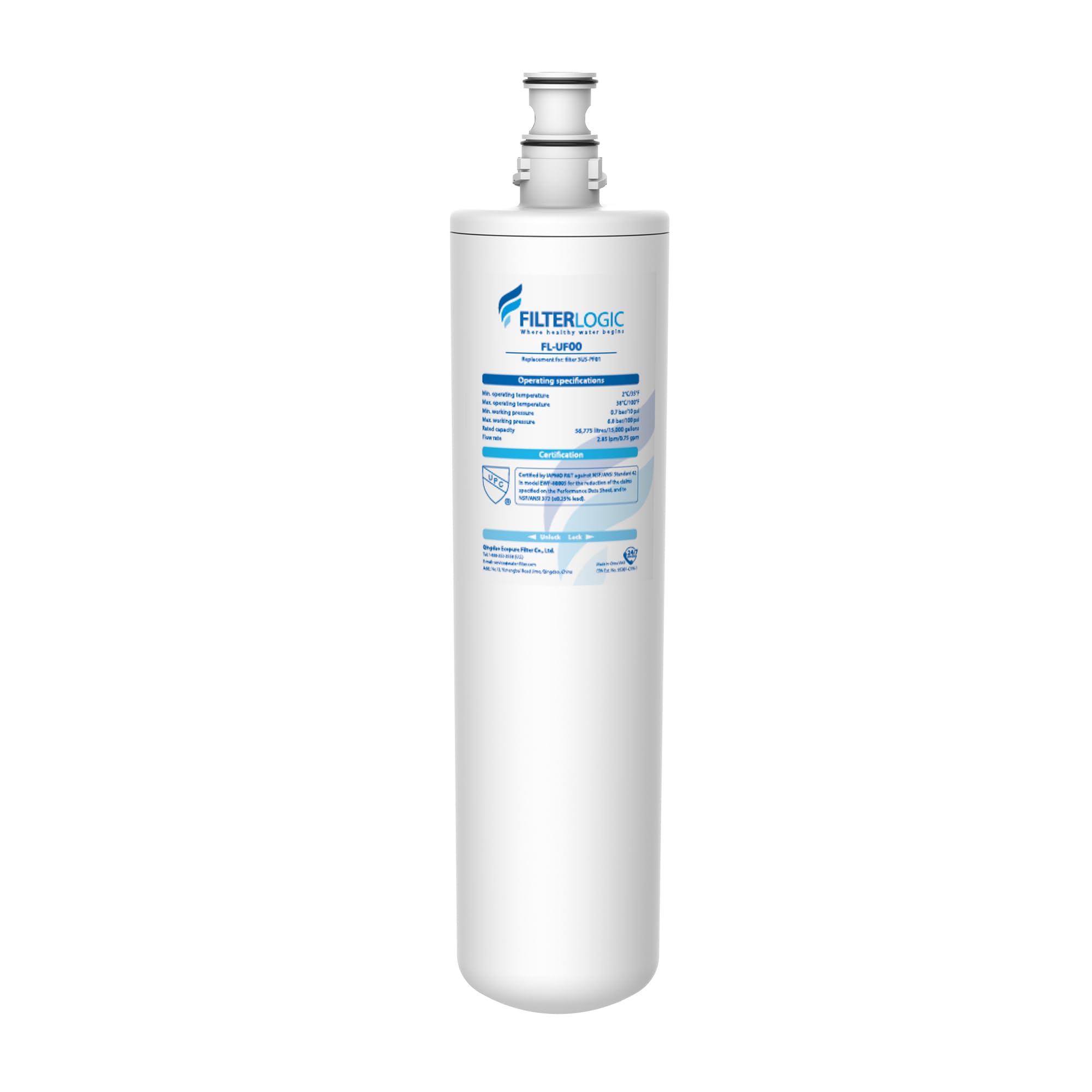 Filterlogic 3US-PF01 replacement filter for under-sink use delivers clean, refreshing water.