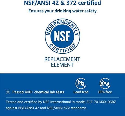 FilterLogic NSF-certified label on filter box signals easy use.