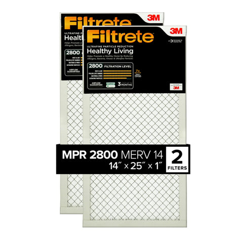 Filtrete 14x25x1 air filter front view shows high MERV 14 filtration