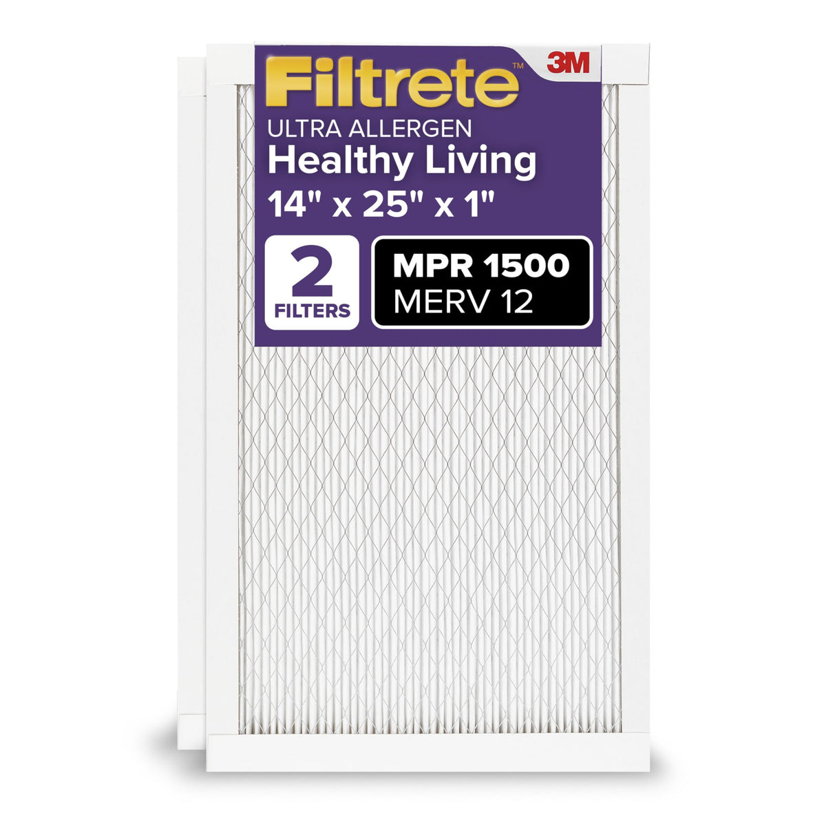 Filtrete 14x25x1 pleated filter close-up showing dense folds for particle capture.