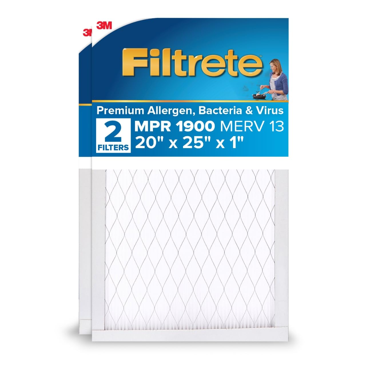 Filtrete 20x25x1 two-pack packaging for easy furnace replacement