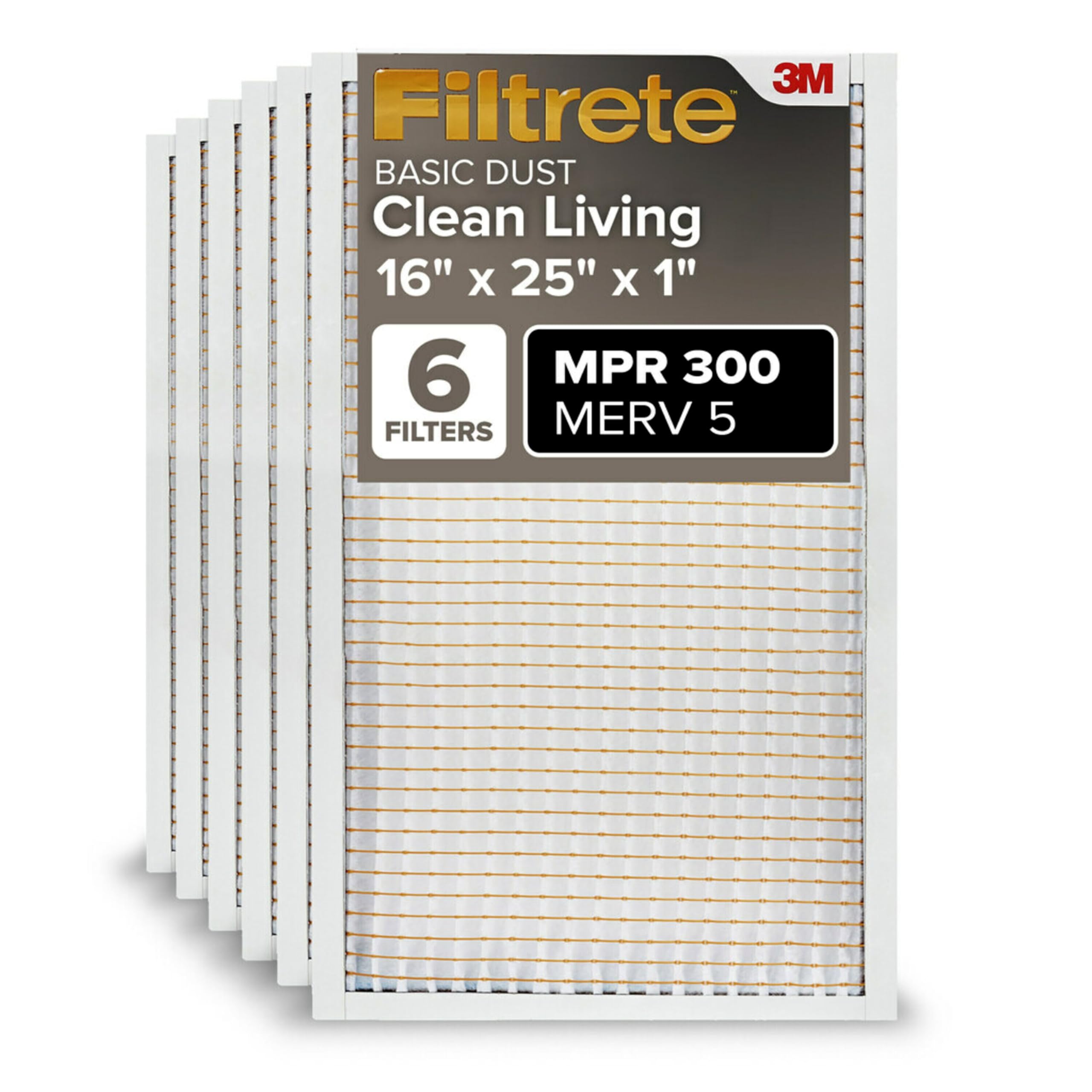 Filtrete 6-pack pleated air filter helps capture dust and allergens.