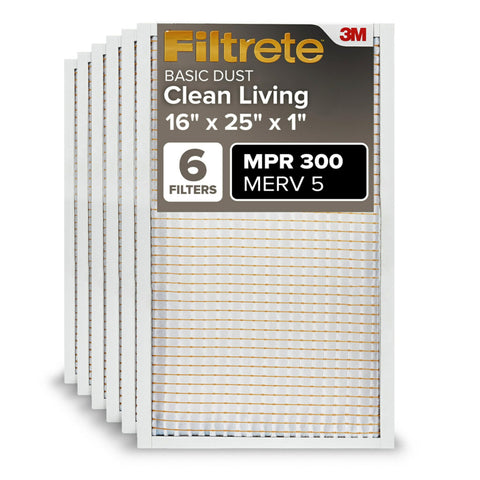 Filtrete 6-pack pleated air filter helps capture dust and allergens.