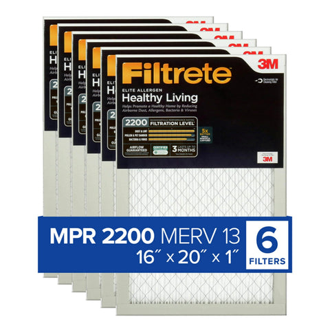 Filtrete Elite Allergen Filter 16x20x1 in a 6-pack for cleaner indoor air