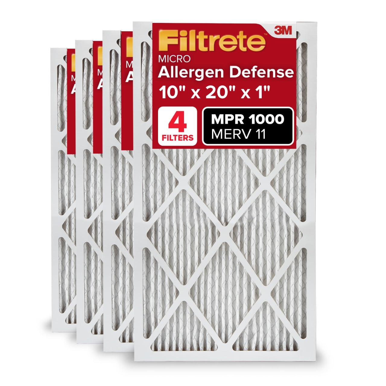 Filtrete four-pack packaging for ready-to-use filters improving indoor air