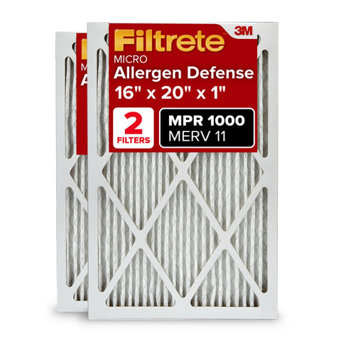 Filtrete two-pack pleated air filter ready for home use that improves air quality.