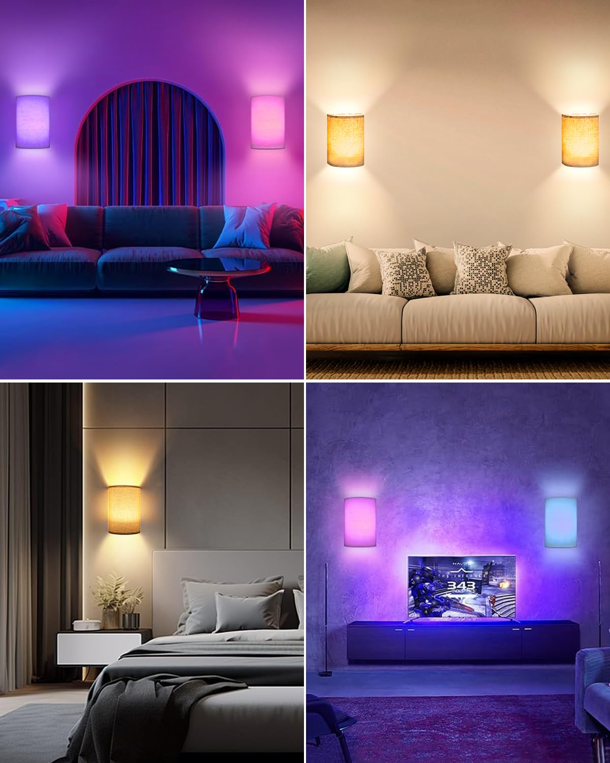 FINCMY wall sconce featuring 4 dynamic modes and timer options.