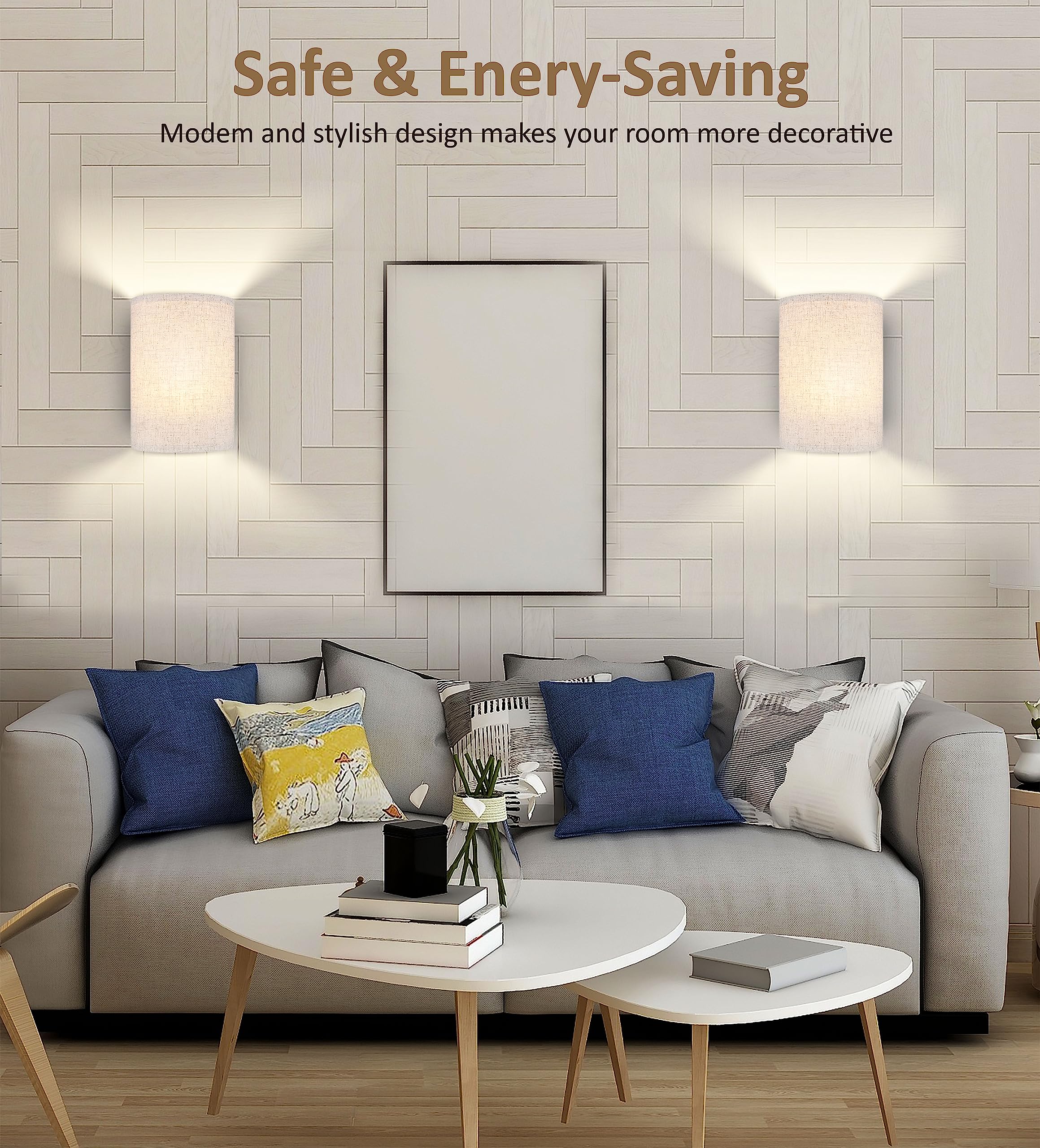 FINCMY two-pack wall sconces suitable for bedroom, living room, and hallway.