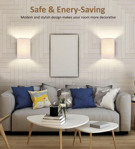 FINCMY two-pack wall sconces suitable for bedroom, living room, and hallway.