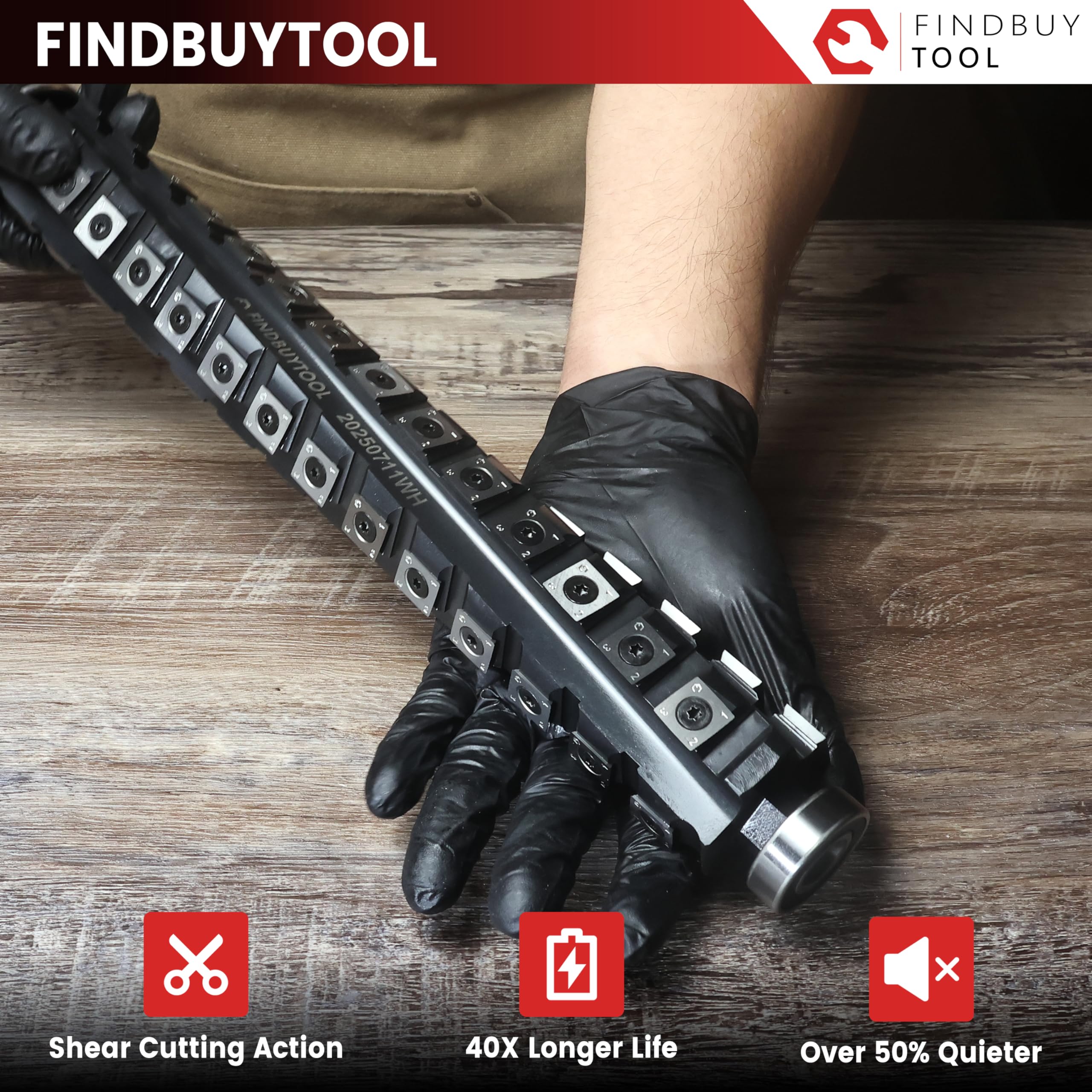 FINDBUYTOOL 4-wing cutting system with replaceable inserts shown for consistent performance.