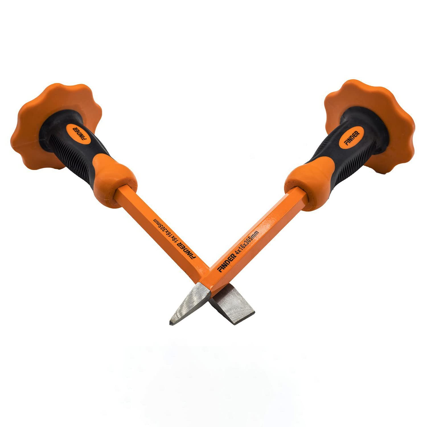 Finder 12-inch flat-head chisel for precise masonry work and clean splits.