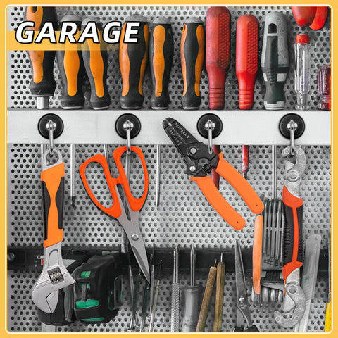 FINDMAG heavy-duty magnetic hook in kitchen for pots and utensils.