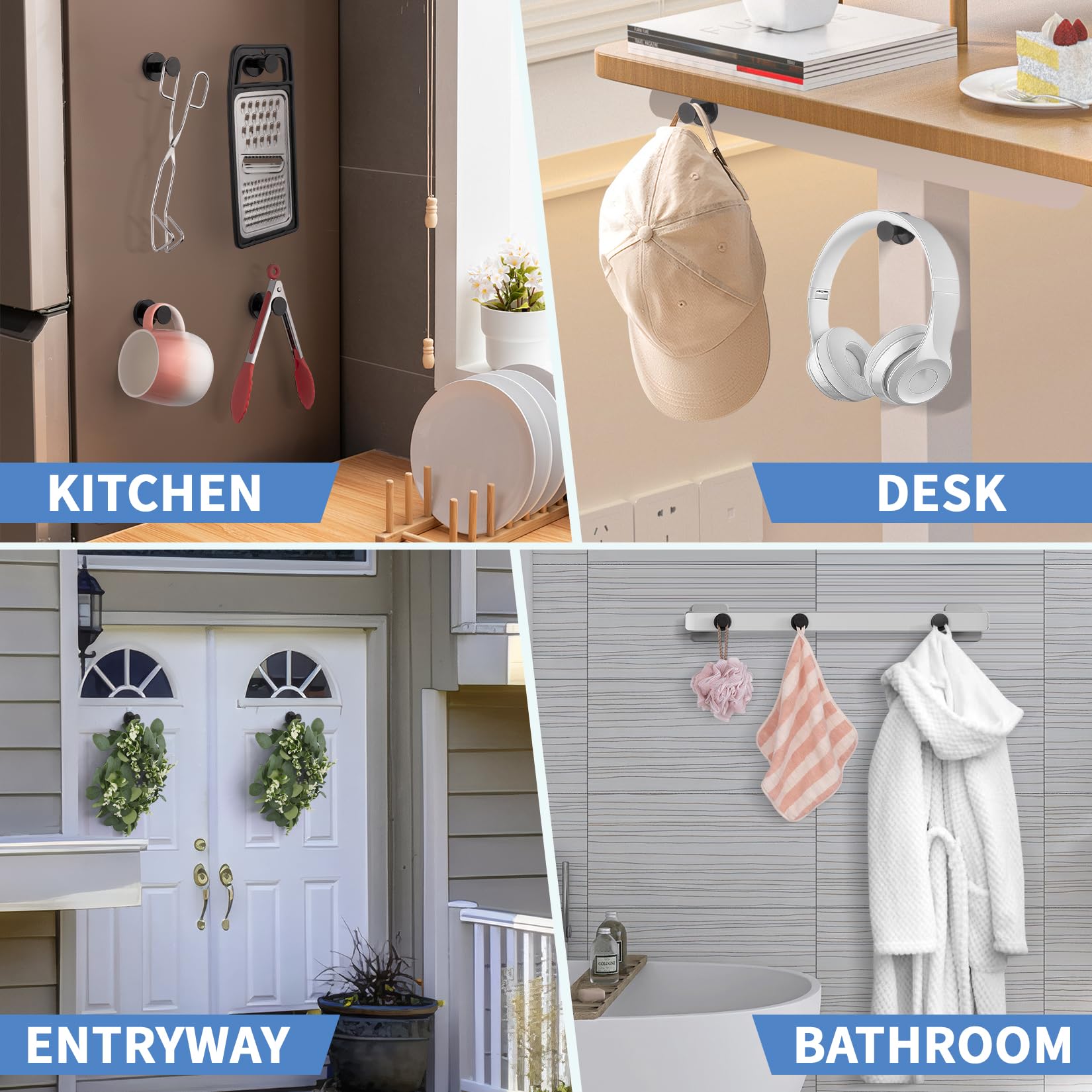 FINDMAG magnetic hooks for coats and towels maximize space.