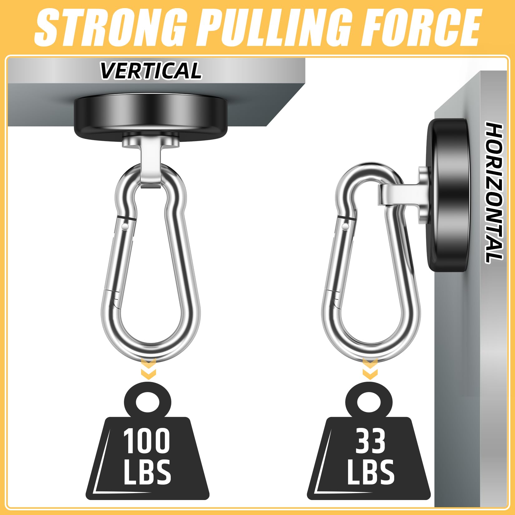 FINDMAG neodymium magnet hook delivering strong vertical grip for heavy items.