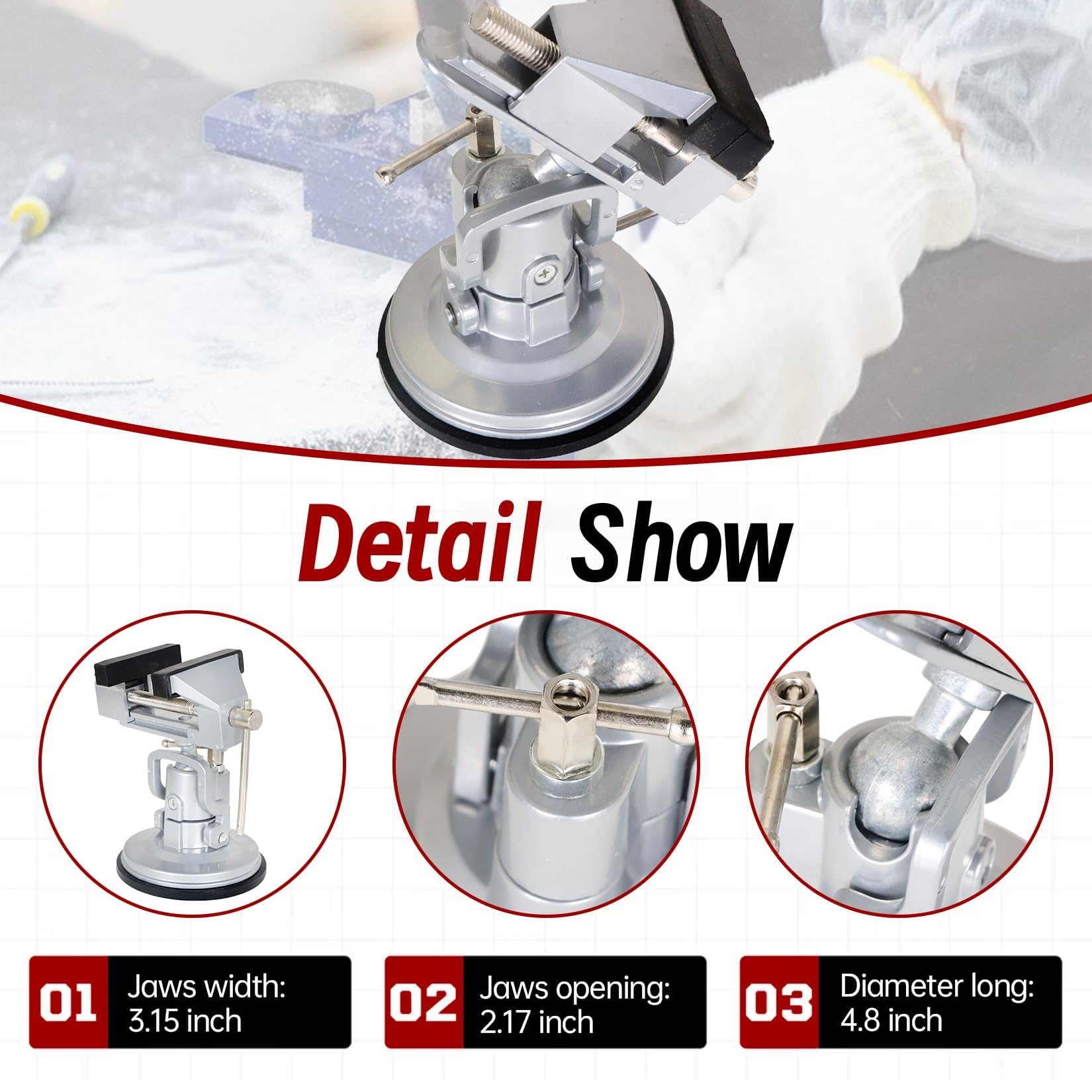 Findmall rubber jaw covers prevent marring during delicate clamping operations.