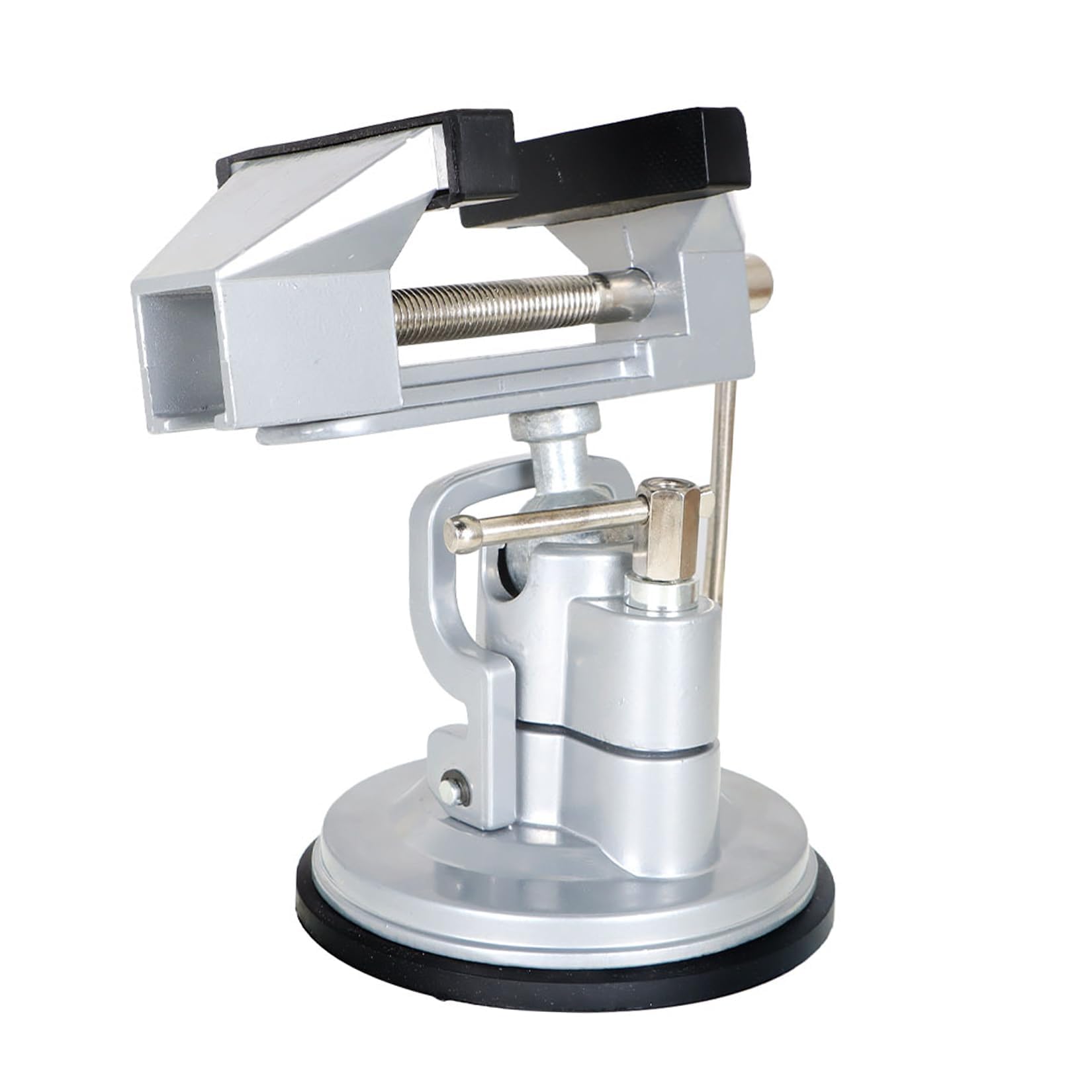 Findmall suction vacuum base vise with 3-inch jaw securely clamps on smooth surfaces.