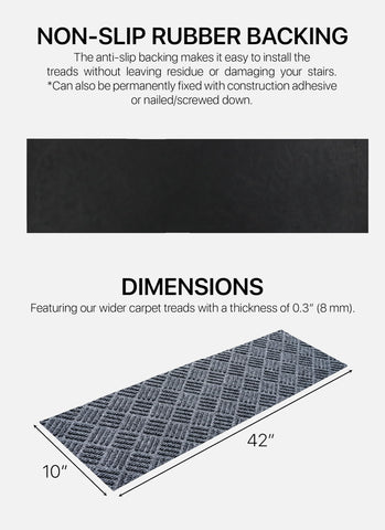 FINEHOUS stair treads with non-slip rubber backing provide durable grip.