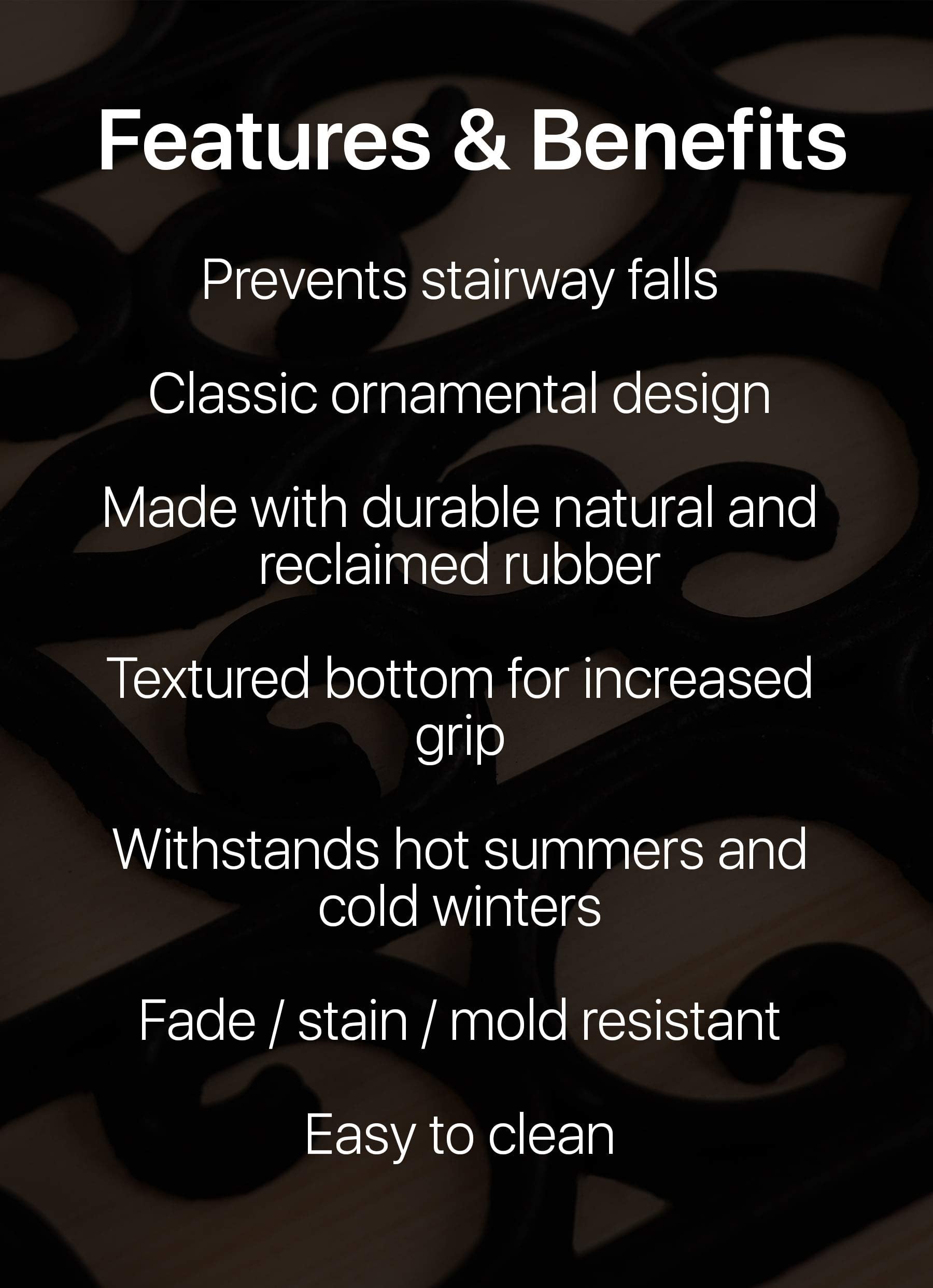 Close-up texture of FineHous rubber stair treads showing non-slip grip.