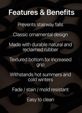 Close-up texture of FineHous rubber stair treads showing non-slip grip.