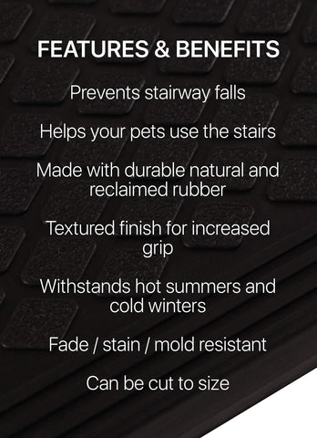 Finehous textured traction surface on steps for secure footing.
