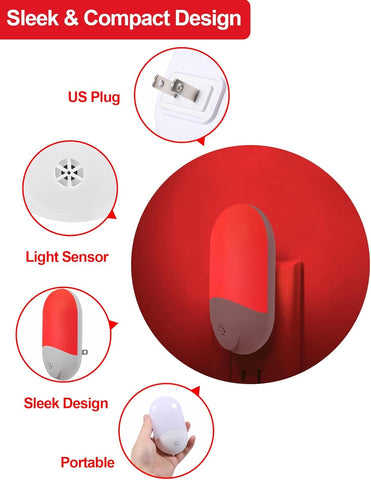 Finezeal night light plugs in without blocking adjacent outlets.
