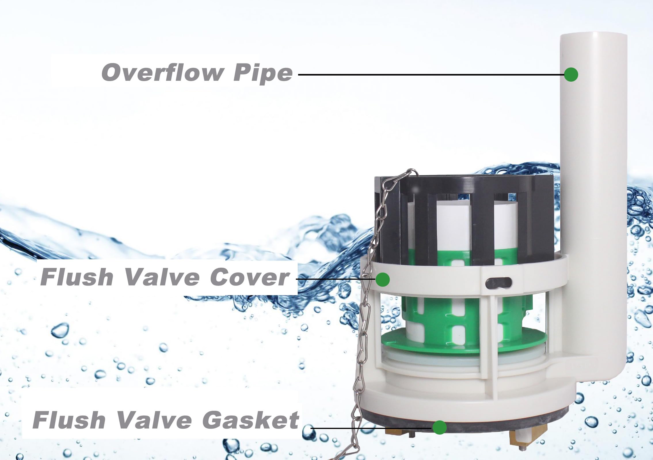 FinFuture adjustable overflow tube allows custom height for Toto compatibility.