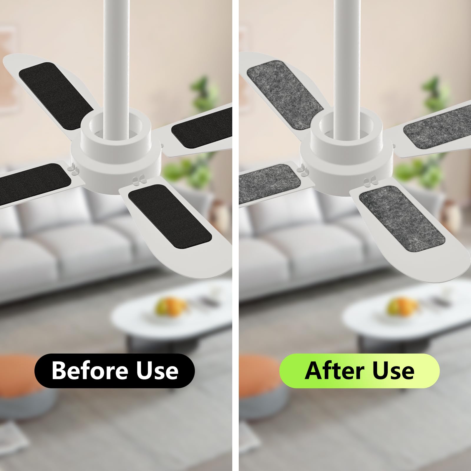 FINGUOLA air particle capture graphic, showing cleaner indoor air