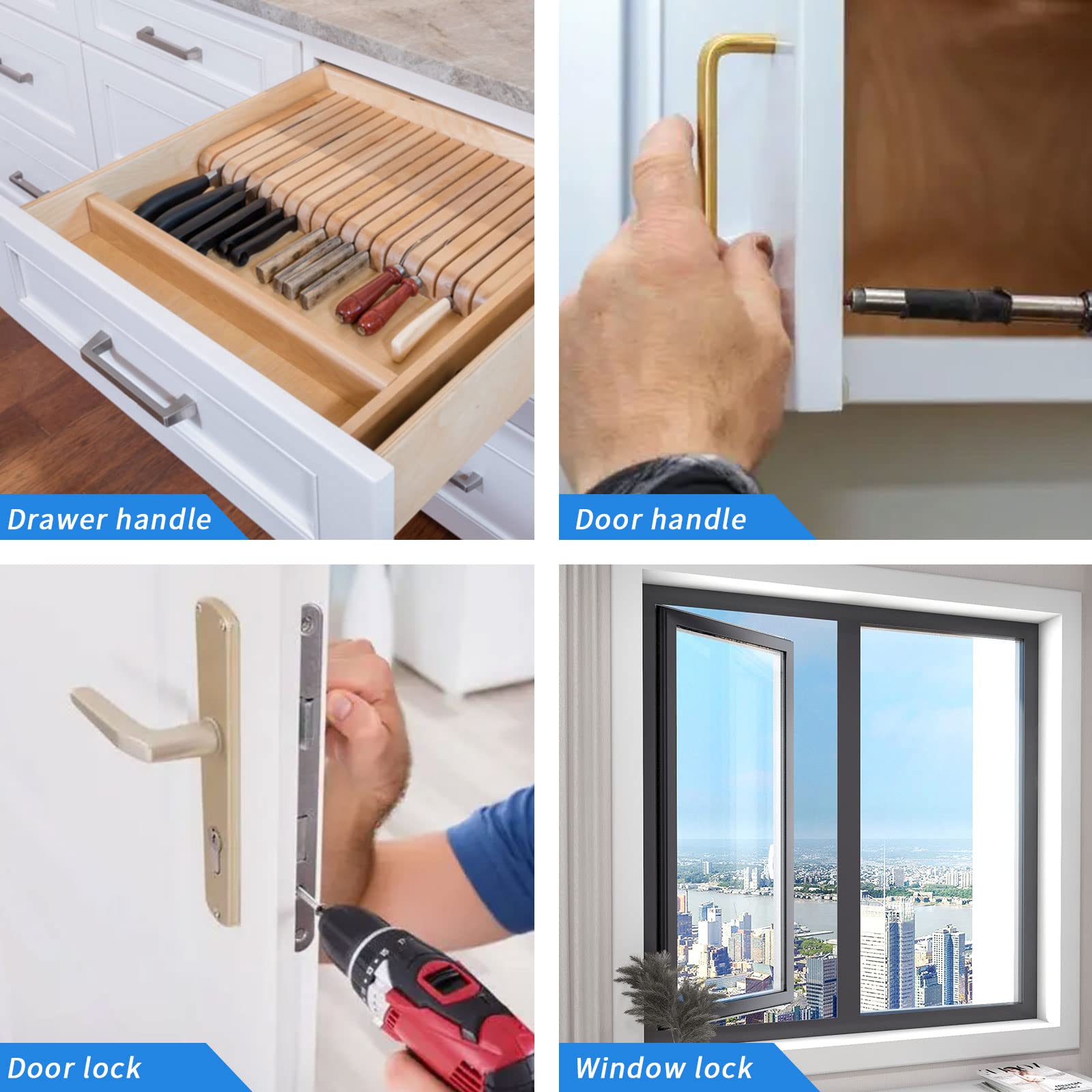 Fingwerk drawer-front holes alignment aids enable precise mounting.
