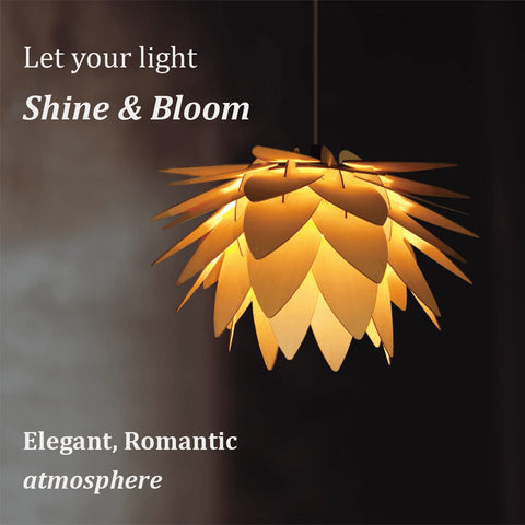 FINNCHY wooden lamp shade close-up shows natural grain and durable finish.