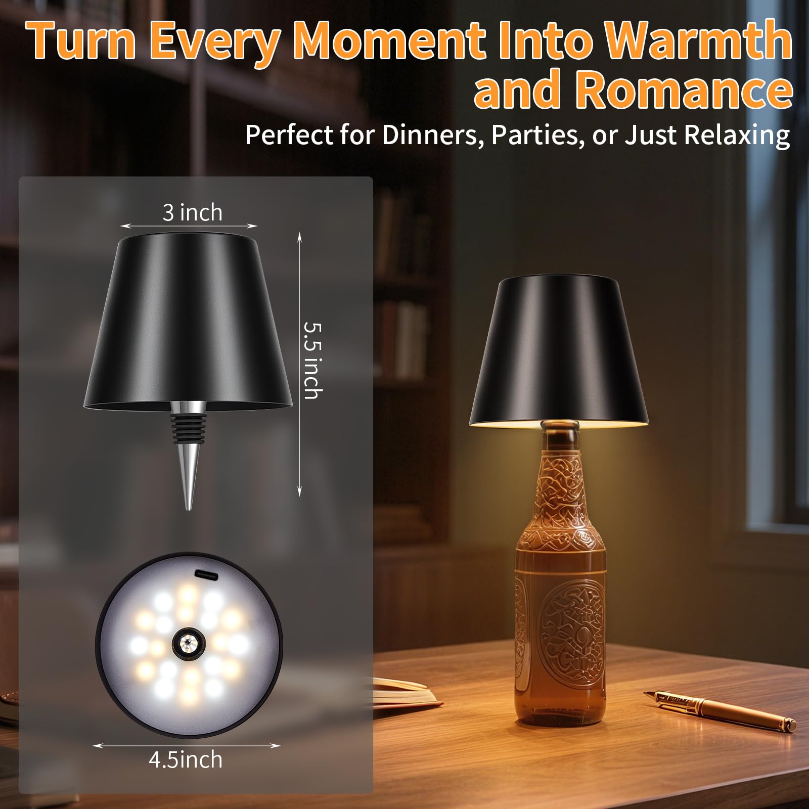 Fintoriel bottle lamp charges via power bank for easy setup.
