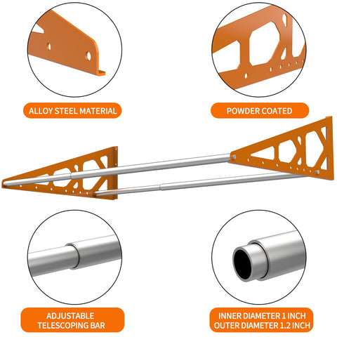 Fioracl orange tire rack in storage-friendly garage setting.