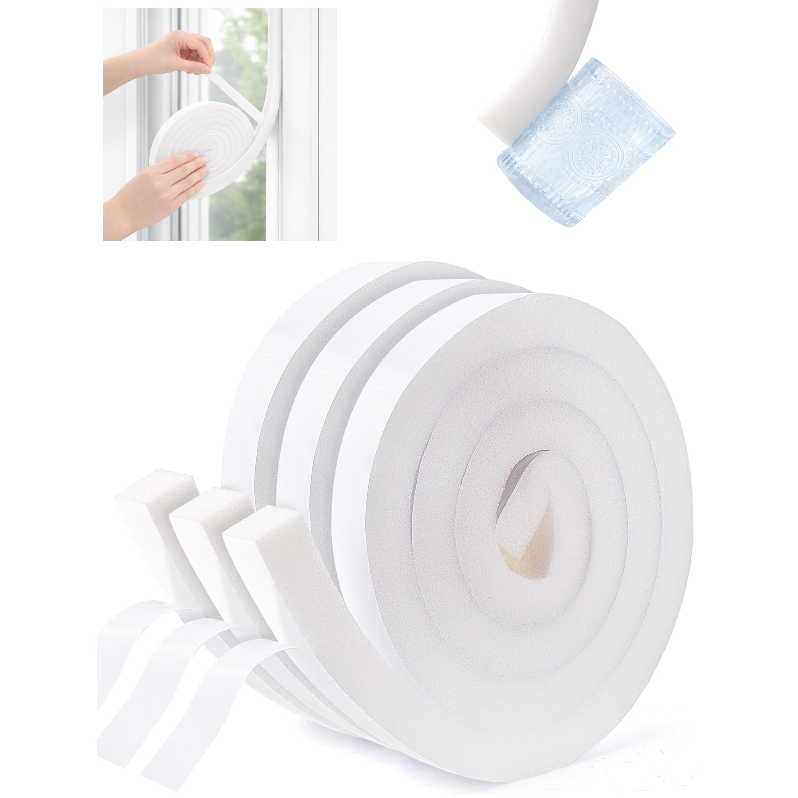 Fioxcomko dense foam tape with strong adhesion sealing tight door gaps.