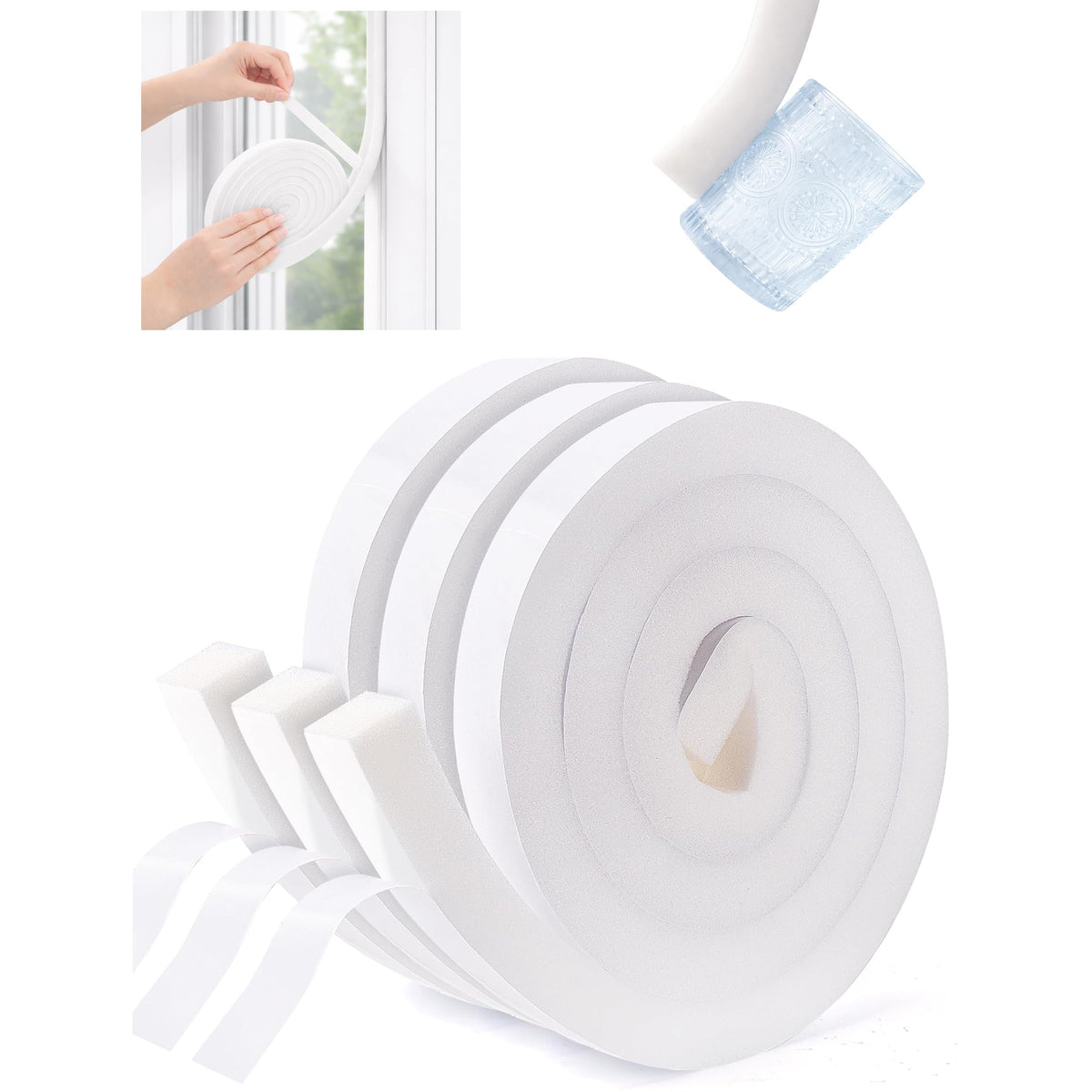 Fioxcomko dense foam tape with strong adhesion sealing tight door gaps.
