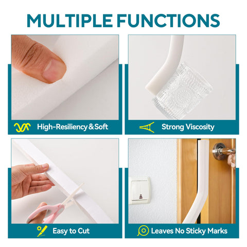 Fioxcomko door-seal foam tape roll provides easy install and durable sealing.