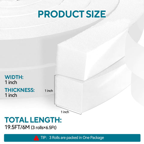 Fioxcomko weather-stripping foam gap seal for 1x1 inch gaps on doors and windows.